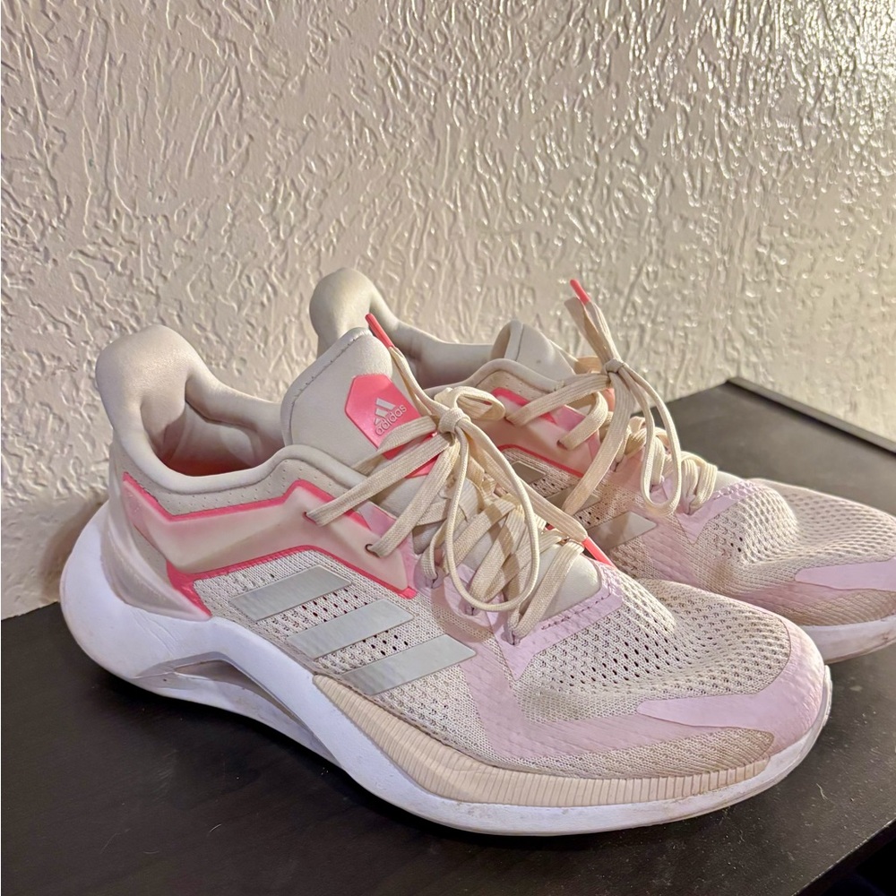 adidas Women's Pink and Cream Athletic Sneakers